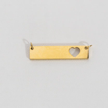 Plain Rectangular Heart Connector Stainless Steel PVD Gold Plated Liontin Konektor Hati Persegi Panjang Hypoallergenic