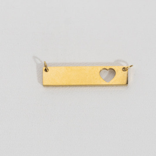 Plain Rectangular Heart Connector Stainless Steel PVD Gold Plated Liontin Konektor Hati Persegi Panjang Hypoallergenic
