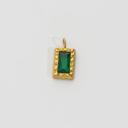 Antique Framed Green Pendant Stainless Steel PVD Gold Plated Liontin Bingkai Antik Hijau Hypoallergenic