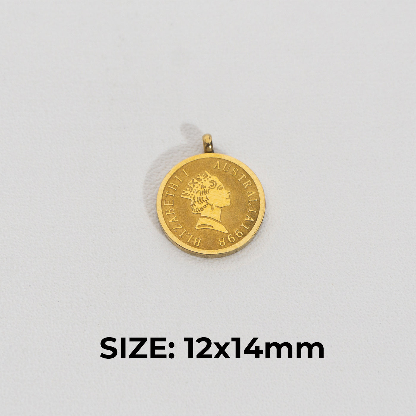 Queen Coin Pendant Stainless Steel PVD Gold Plated Liontin Koin Ratu Hypoallergenic