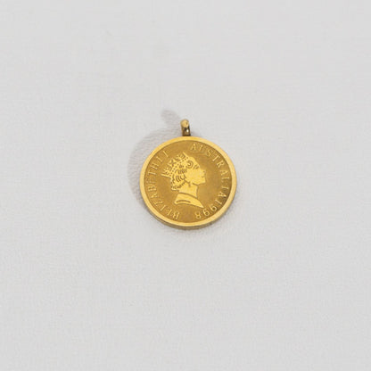 Queen Coin Pendant Stainless Steel PVD Gold Plated Liontin Koin Ratu Hypoallergenic
