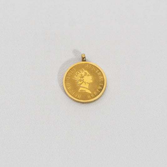 Queen Coin Pendant Stainless Steel PVD Gold Plated Liontin Koin Ratu Hypoallergenic