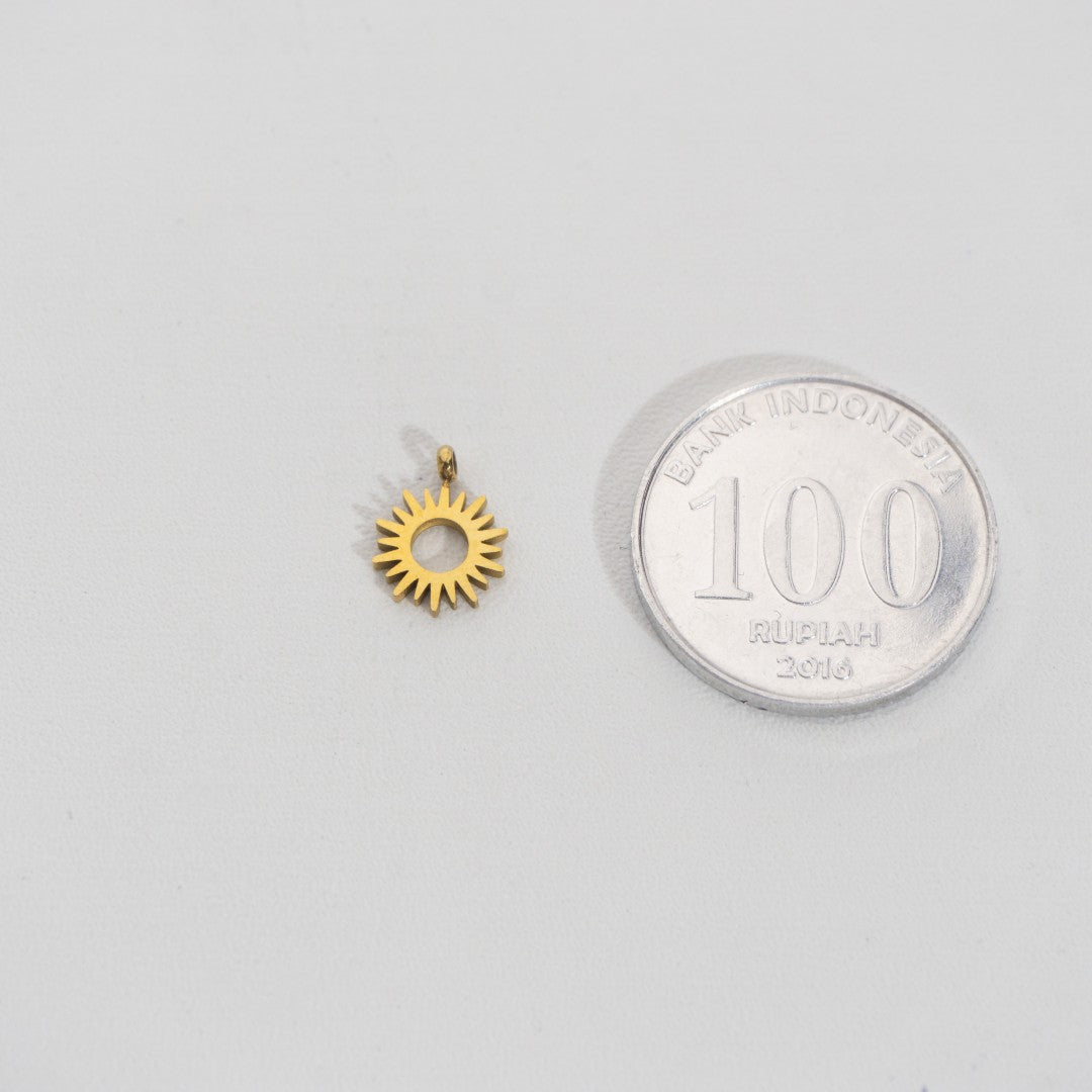 Tiny Plain Sun Charm Stainless Steel PVD Gold Plated Liontin Matahari Mini Hypoallergenic