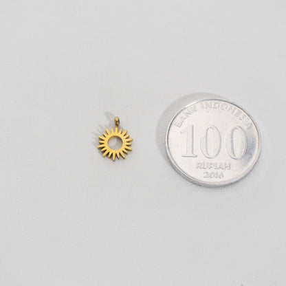 Tiny Plain Sun Charm Stainless Steel PVD Gold Plated Liontin Matahari Mini Hypoallergenic