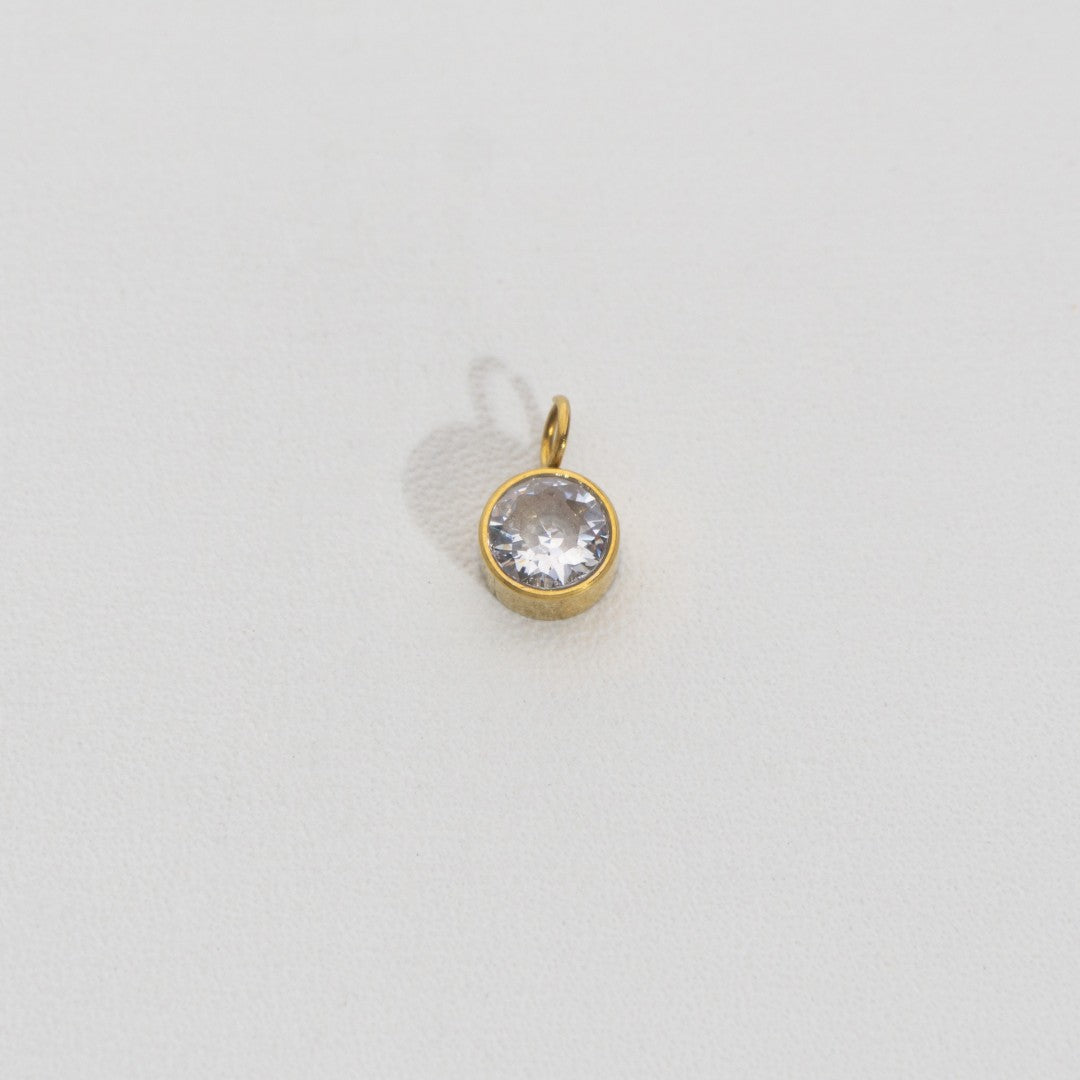 Tiny Sparkling Round Charm Stainless Steel PVD Gold Plated Liontin Bulat Hypoallergenic