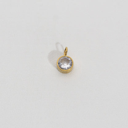 Tiny Sparkling Round Charm Stainless Steel PVD Gold Plated Liontin Bulat Hypoallergenic