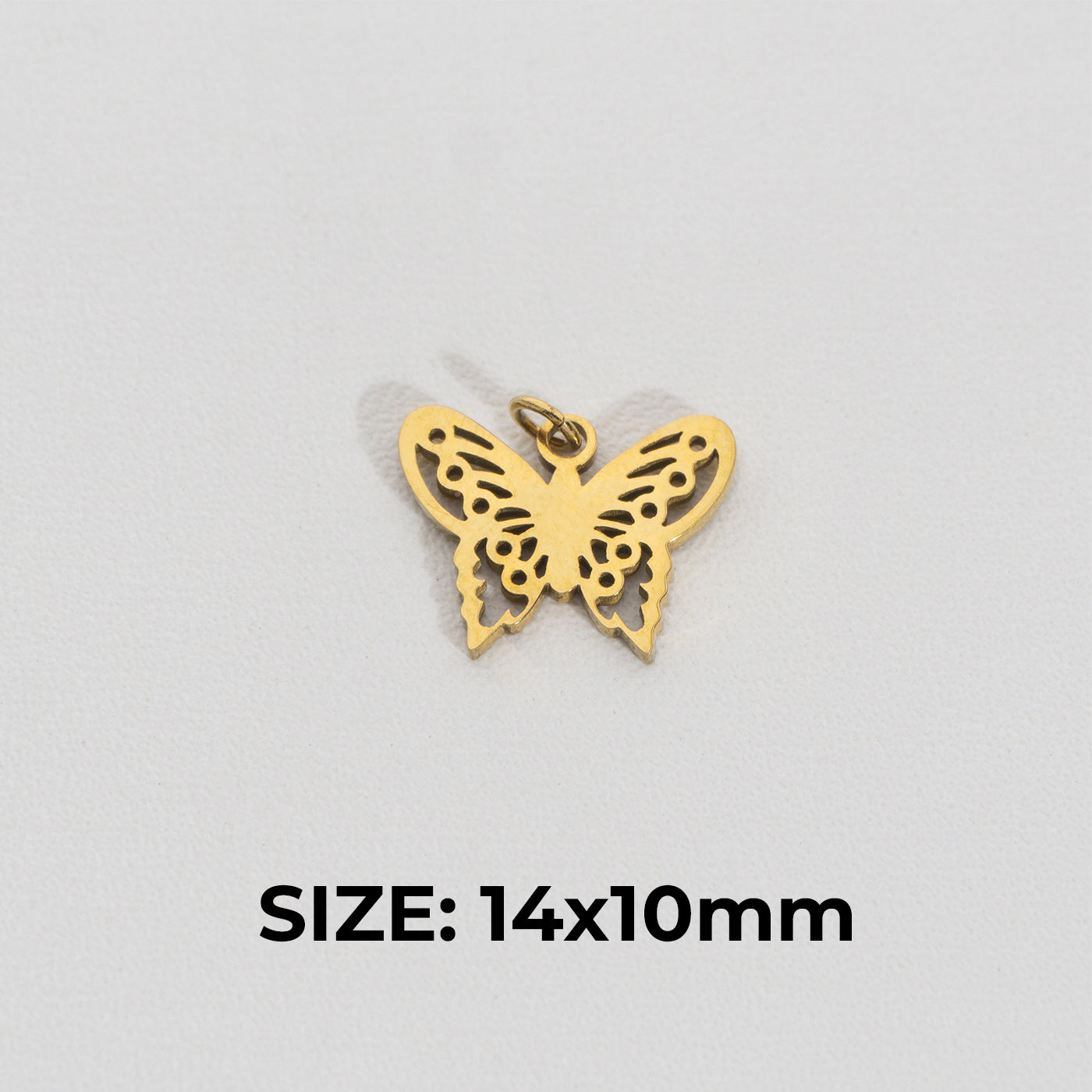 Unique Carved Butterfly Pendant Stainless Steel PVD Gold Plated Liontin Kupu-Kupu Ukiran Unik Hypoallergenic