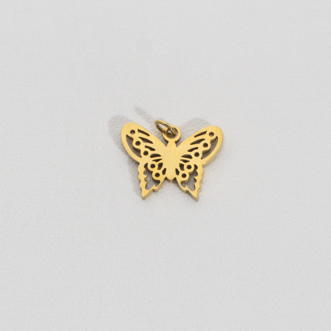 Unique Carved Butterfly Pendant Stainless Steel PVD Gold Plated Liontin Kupu-Kupu Ukiran Unik Hypoallergenic