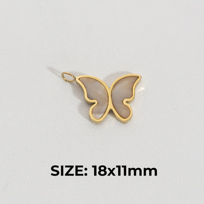 Butterfly Blossom Pendant Stainless Steel PVD Gold Plated Liontin Kupu-Kupu Hypoallergenic