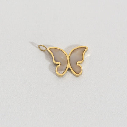 Butterfly Blossom Pendant Stainless Steel PVD Gold Plated Liontin Kupu-Kupu Hypoallergenic