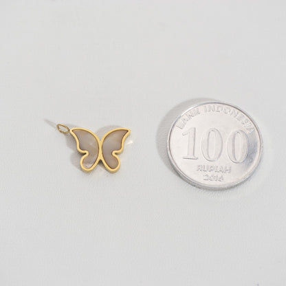 Butterfly Blossom Pendant Stainless Steel PVD Gold Plated Liontin Kupu-Kupu Hypoallergenic