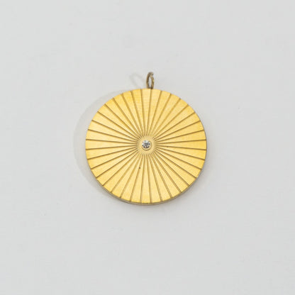 Vintage Sunburst Medallion Pendant Stainless Steel PVD Gold Plated Liontin Matahari Klasik Hypoallergenic