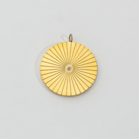 Vintage Sunburst Medallion Pendant Stainless Steel PVD Gold Plated Liontin Matahari Klasik Hypoallergenic