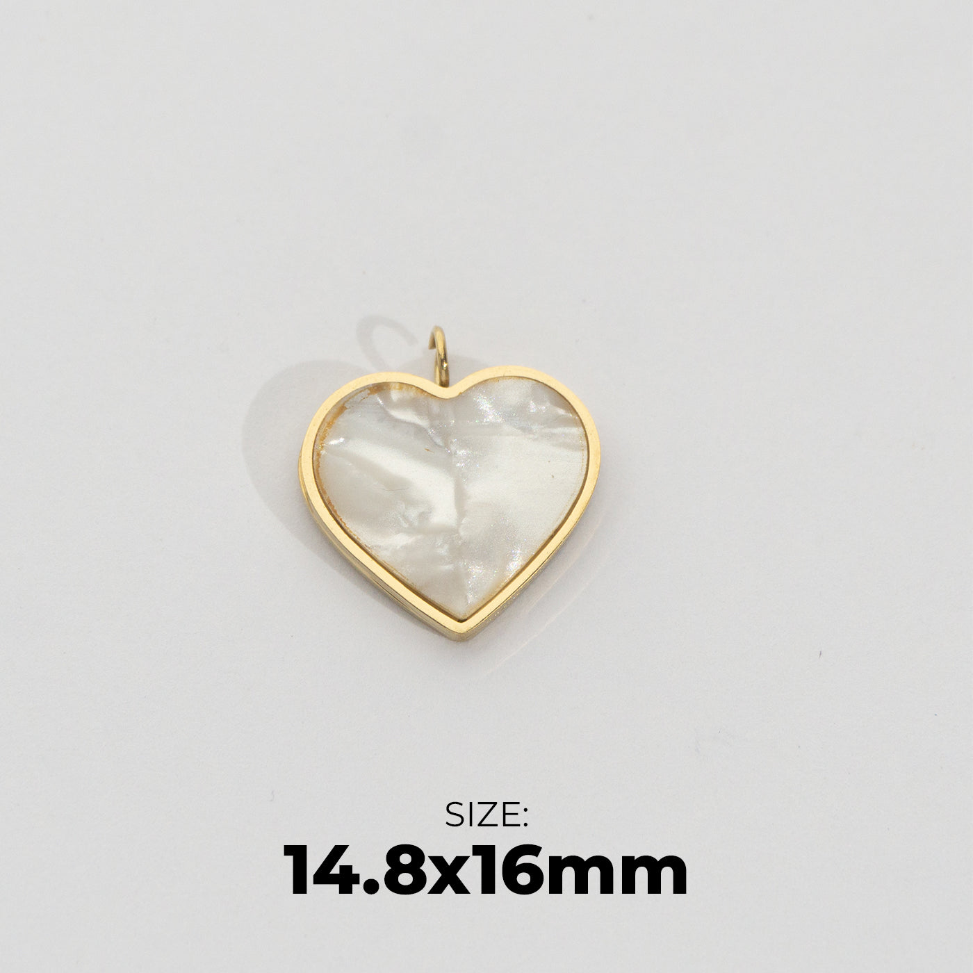 Minimalist Mother Of Pearl Heart Pendant Stainless Steel PVD Gold Plated Liontin Hati Minimalist Hypoallergenic
