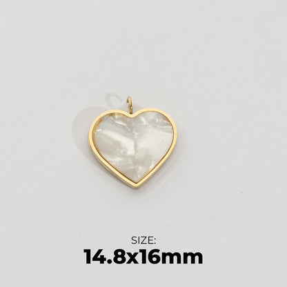 Minimalist Mother Of Pearl Heart Pendant Stainless Steel PVD Gold Plated Liontin Hati Minimalist Hypoallergenic