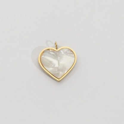 Minimalist Mother Of Pearl Heart Pendant Stainless Steel PVD Gold Plated Liontin Hati Minimalist Hypoallergenic