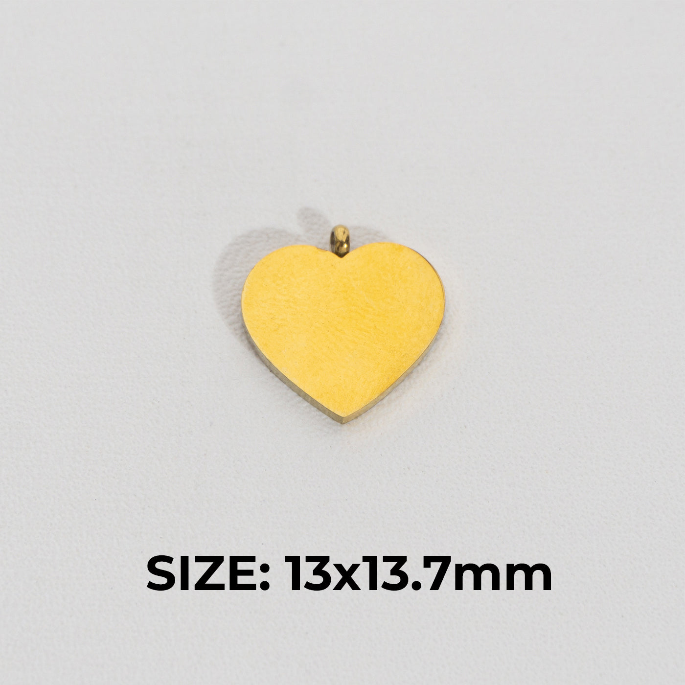 (13.7mm) Plain Heart Pendant Stainless Steel PVD Gold Plated Liontin Hati Polos Hypoallergenic