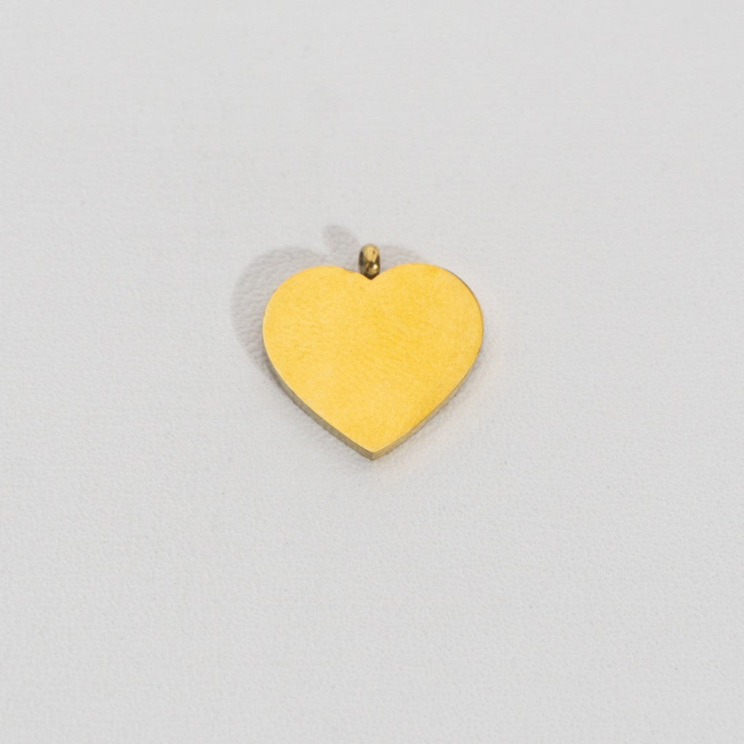 (13.7mm) Plain Heart Pendant Stainless Steel PVD Gold Plated Liontin Hati Polos Hypoallergenic