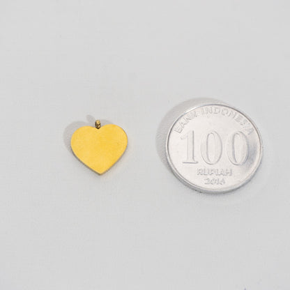 (13.7mm) Plain Heart Pendant Stainless Steel PVD Gold Plated Liontin Hati Polos Hypoallergenic