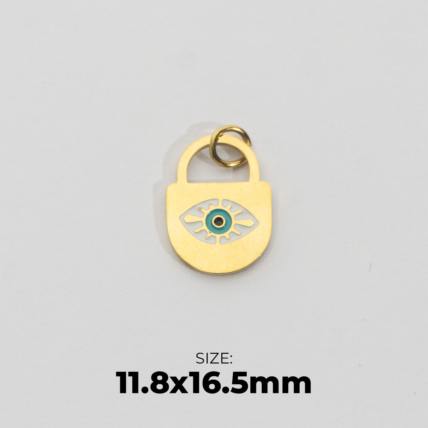 Golden Evil Eye Padlock Pendant Stainless Steel PVD Gold Plated Liontin Mata Iblis Bentuk Gembok Hypoallergenic