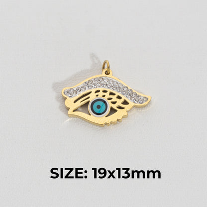 Unique Sparkling Evil Eye Pendant Stainless Steel PVD Gold Plated Liontin Mata Iblis Unik Hypoallergenic