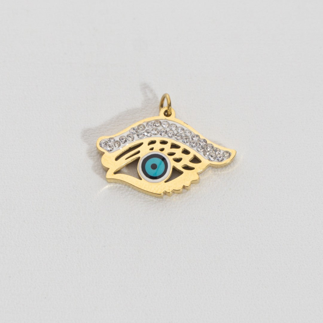 Unique Sparkling Evil Eye Pendant Stainless Steel PVD Gold Plated Liontin Mata Iblis Unik Hypoallergenic
