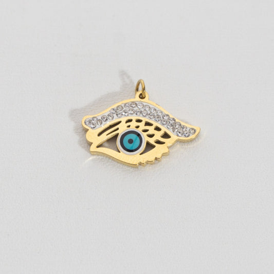 Unique Sparkling Evil Eye Pendant Stainless Steel PVD Gold Plated Liontin Mata Iblis Unik Hypoallergenic