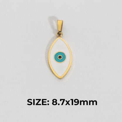 White Evil Eye Pendant Stainless Steel PVD Gold Plated Liontin Mata Iblis Putih Hypoallergenic