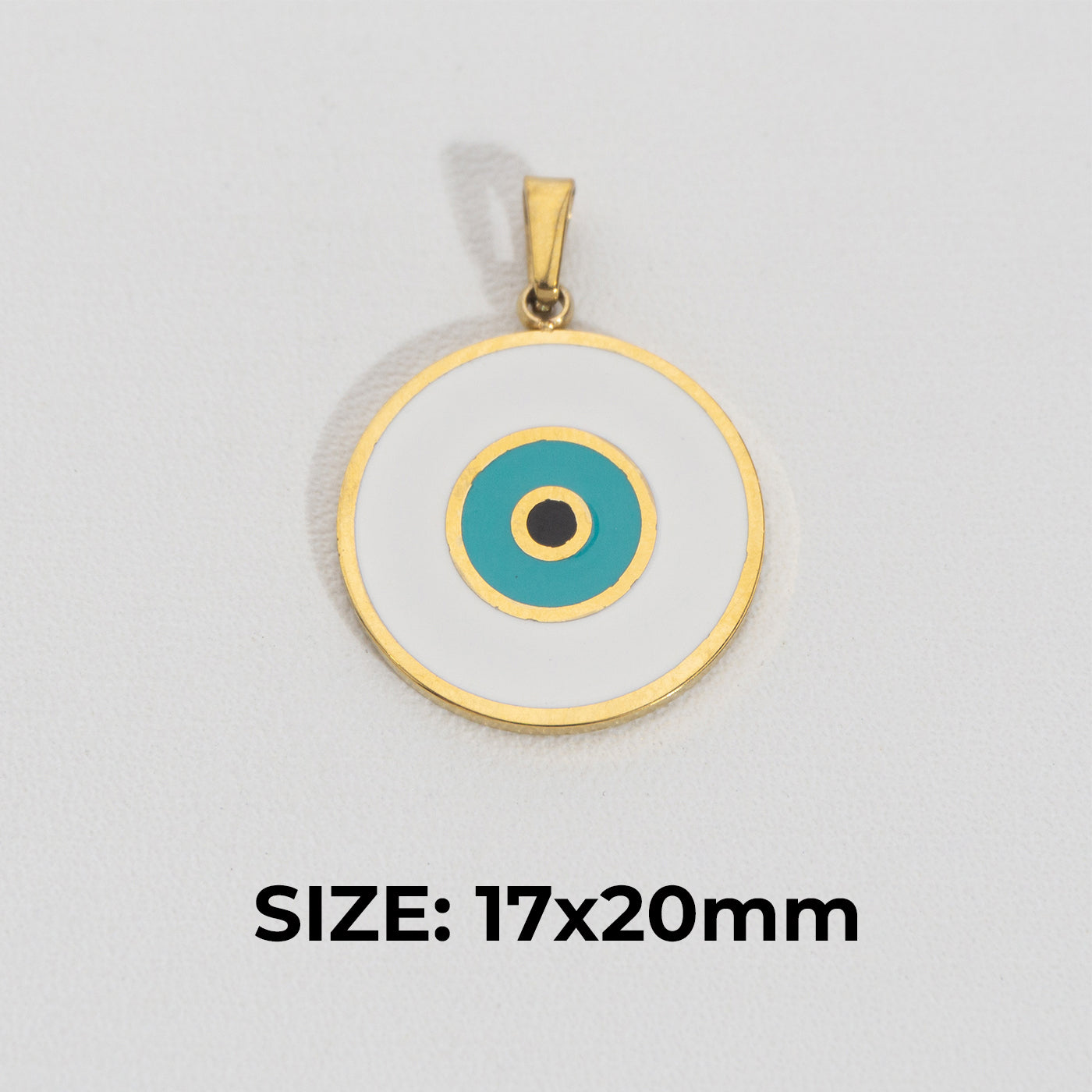 Tosca & White Round Evil Eye Pendant Stainless Steel PVD Gold Plated Liontin Mata Iblis Bulat Hypoallergenic