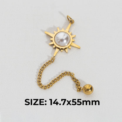 Celestial Star With Chain Pendant Necklace Stainless Steel PVD Gold Plated Liontin Bintang Rantai Hypoallergenic