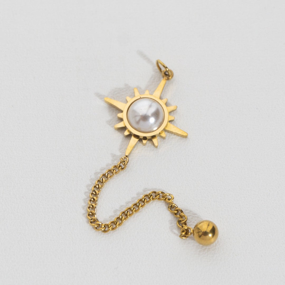 Celestial Star With Chain Pendant Necklace Stainless Steel PVD Gold Plated Liontin Bintang Rantai Hypoallergenic