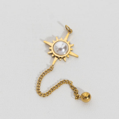 Celestial Star With Chain Pendant Necklace Stainless Steel PVD Gold Plated Liontin Bintang Rantai Hypoallergenic