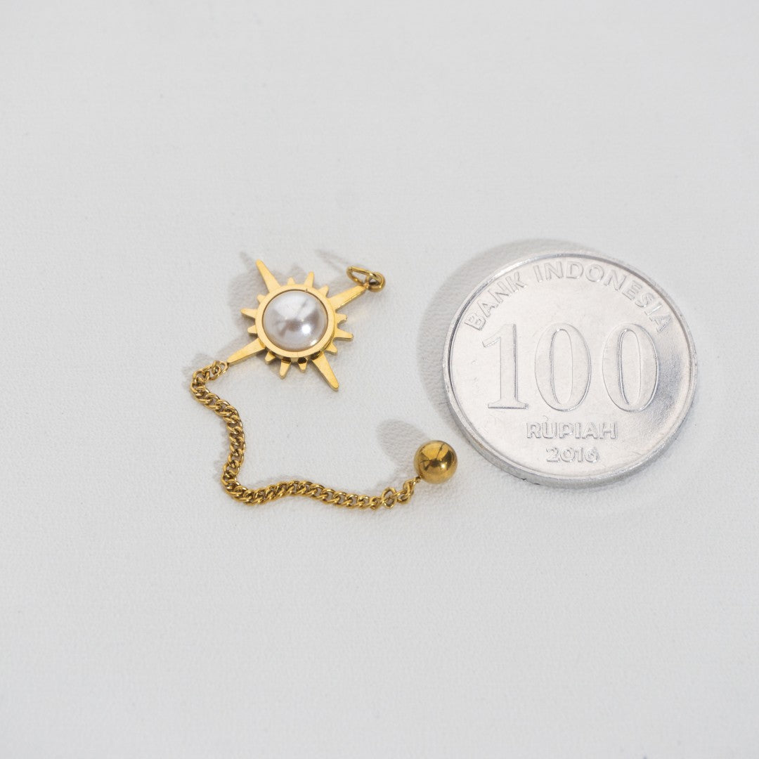 Celestial Star With Chain Pendant Necklace Stainless Steel PVD Gold Plated Liontin Bintang Rantai Hypoallergenic
