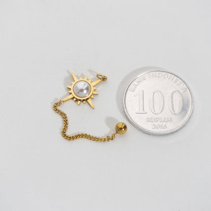 Celestial Star With Chain Pendant Necklace Stainless Steel PVD Gold Plated Liontin Bintang Rantai Hypoallergenic