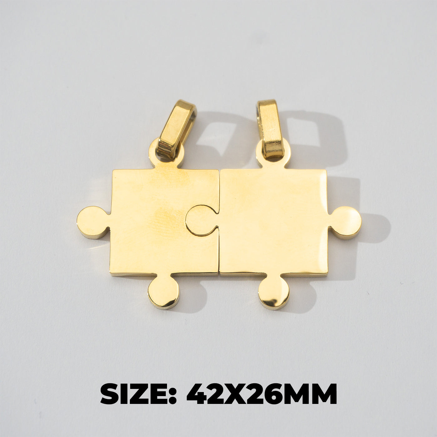 (42mm) Puzzle Set Relationship Couple Pendant Stainless Steel PVD Gold Plated Liontin Puzzle Persahabatan Hypoallergenic