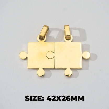 (42mm) Puzzle Set Relationship Couple Pendant Stainless Steel PVD Gold Plated Liontin Puzzle Persahabatan Hypoallergenic