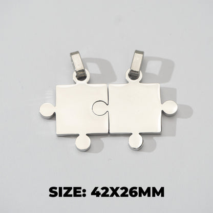 (42mm) Puzzle Set Relationship Couple Pendant Stainless Steel PVD Gold Plated Liontin Puzzle Persahabatan Hypoallergenic