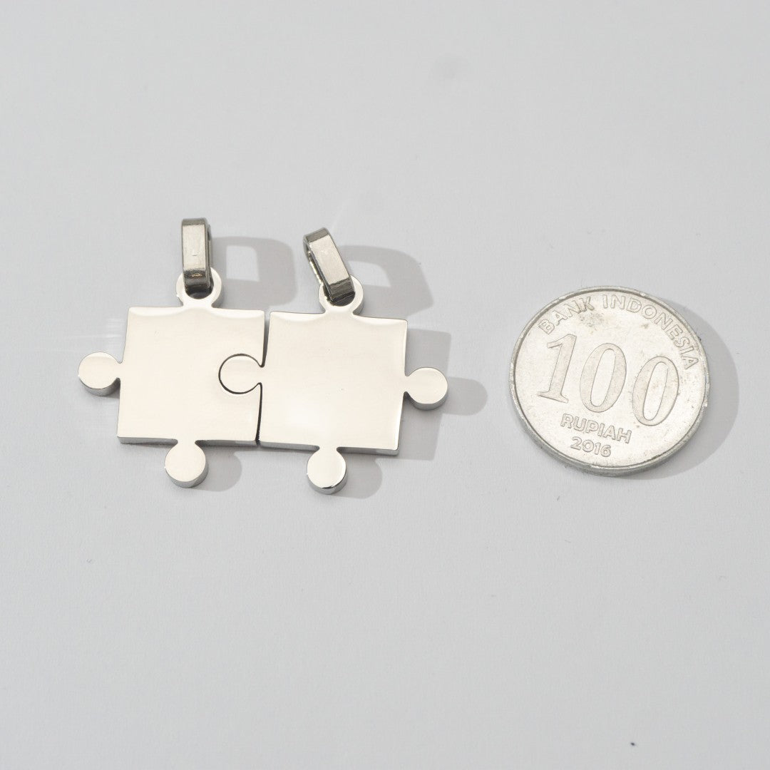 (42mm) Puzzle Set Relationship Couple Pendant Stainless Steel PVD Gold Plated Liontin Puzzle Persahabatan Hypoallergenic