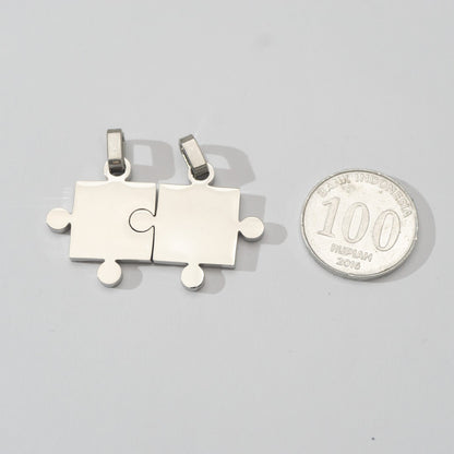 (42mm) Puzzle Set Relationship Couple Pendant Stainless Steel PVD Gold Plated Liontin Puzzle Persahabatan Hypoallergenic