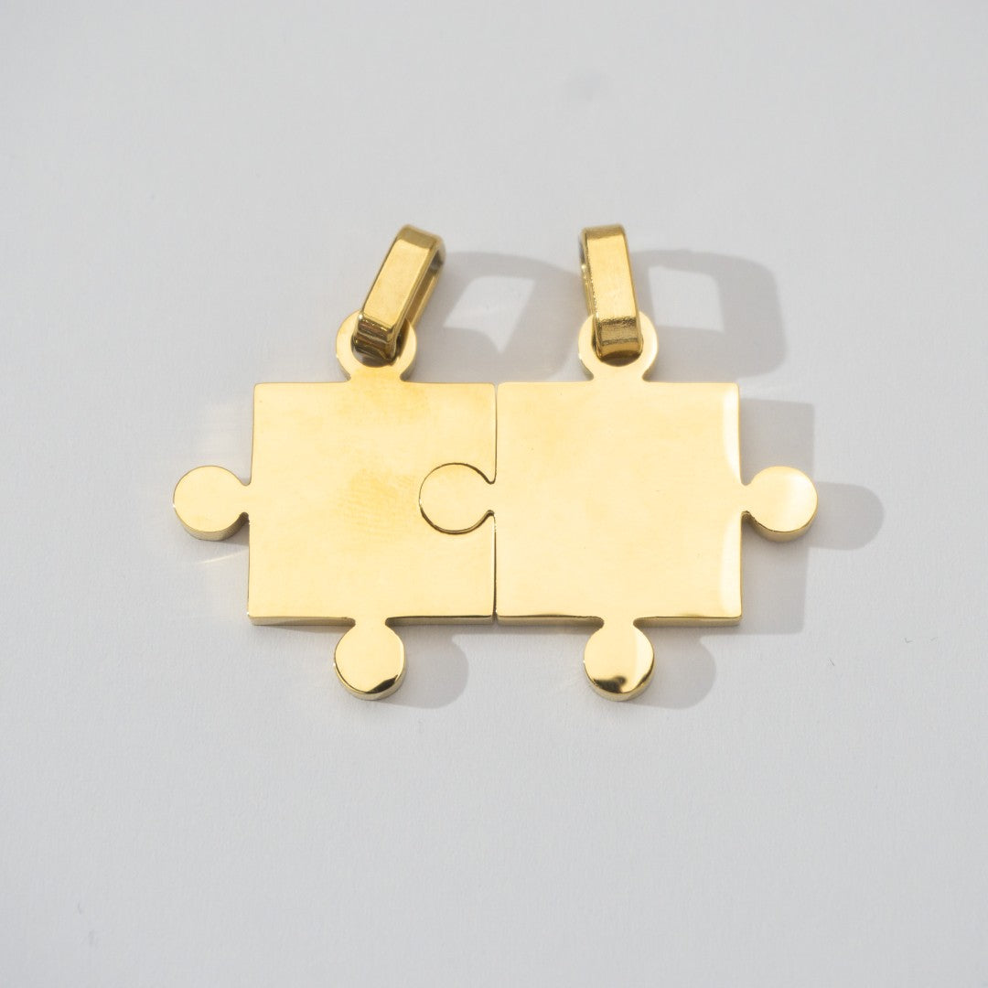 (42mm) Puzzle Set Relationship Couple Pendant Stainless Steel PVD Gold Plated Liontin Puzzle Persahabatan Hypoallergenic