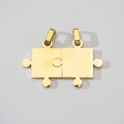 (42mm) Puzzle Set Relationship Couple Pendant Stainless Steel PVD Gold Plated Liontin Puzzle Persahabatan Hypoallergenic