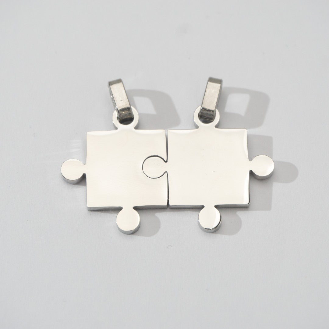 (42mm) Puzzle Set Relationship Couple Pendant Stainless Steel PVD Gold Plated Liontin Puzzle Persahabatan Hypoallergenic