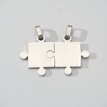 (42mm) Puzzle Set Relationship Couple Pendant Stainless Steel PVD Gold Plated Liontin Puzzle Persahabatan Hypoallergenic