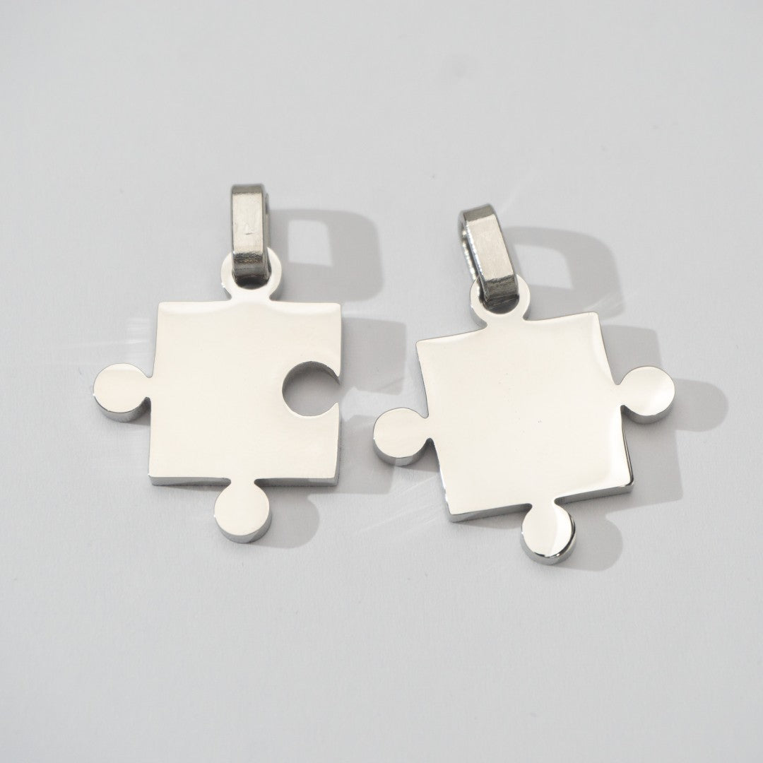 (42mm) Puzzle Set Relationship Couple Pendant Stainless Steel PVD Gold Plated Liontin Puzzle Persahabatan Hypoallergenic
