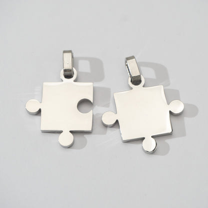 (42mm) Puzzle Set Relationship Couple Pendant Stainless Steel PVD Gold Plated Liontin Puzzle Persahabatan Hypoallergenic