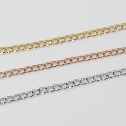 (4mm) Cable Unfinished Chain For Extender Rantai Stainless Steel Rantai Meteran Tipis Rantai Tambahan Kalung Gelang Hypoallergenic