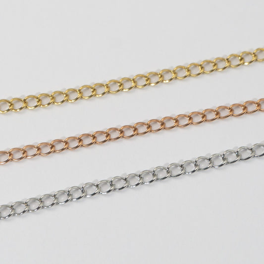 (4mm) Cable Unfinished Chain For Extender Rantai Stainless Steel Rantai Meteran Tipis Rantai Tambahan Kalung Gelang Hypoallergenic