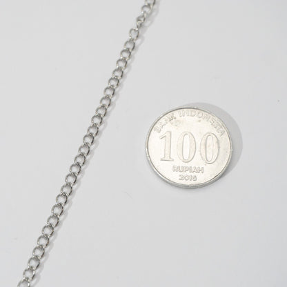 (4mm) Cable Unfinished Chain For Extender Rantai Stainless Steel Rantai Meteran Tipis Rantai Tambahan Kalung Gelang Hypoallergenic