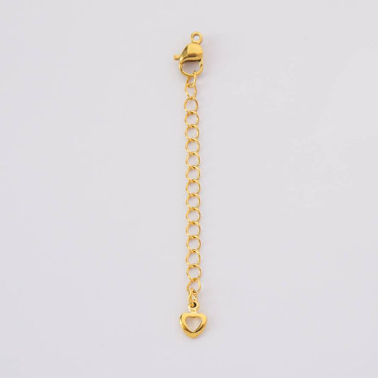 (6.5cm) Heart Set Extender For DIY Stainless Steel PVD Gold Plated Rantai Tambahan Hypoallergenic