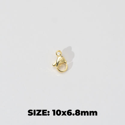 (5 pcs) 10mm Lobster Clasp DIY Stainless Steel Gold Plating Kokot Udang Pengait Kalung Gelang Hypoallergenic
